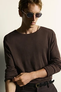 SEMI-SHEER KNIT T-SHIRT