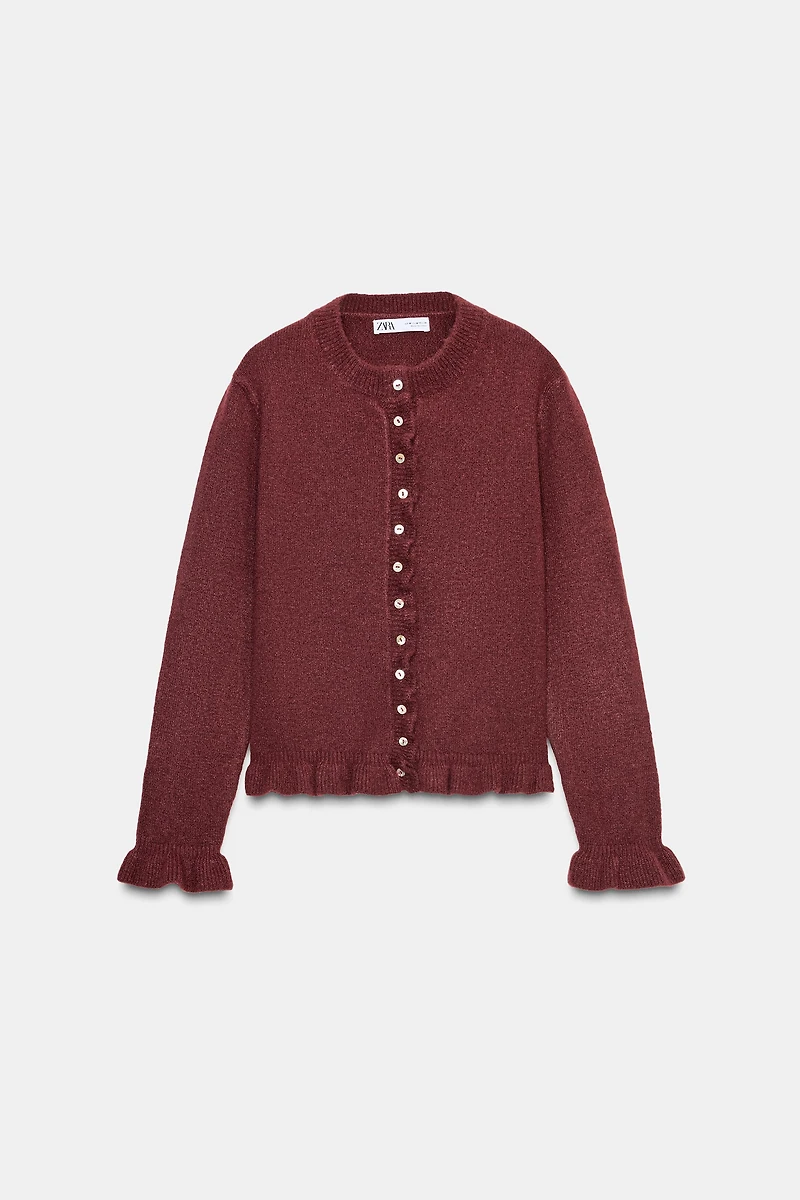 RUFFLED KNIT CARDIGAN