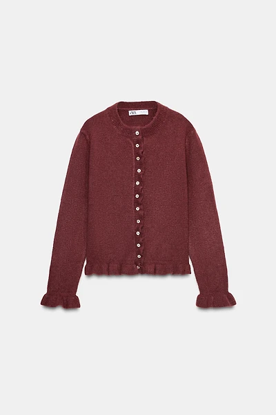 RUFFLED KNIT CARDIGAN