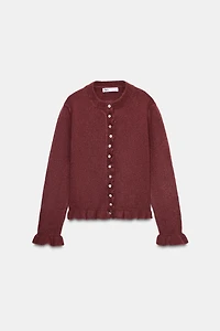 RUFFLED KNIT CARDIGAN
