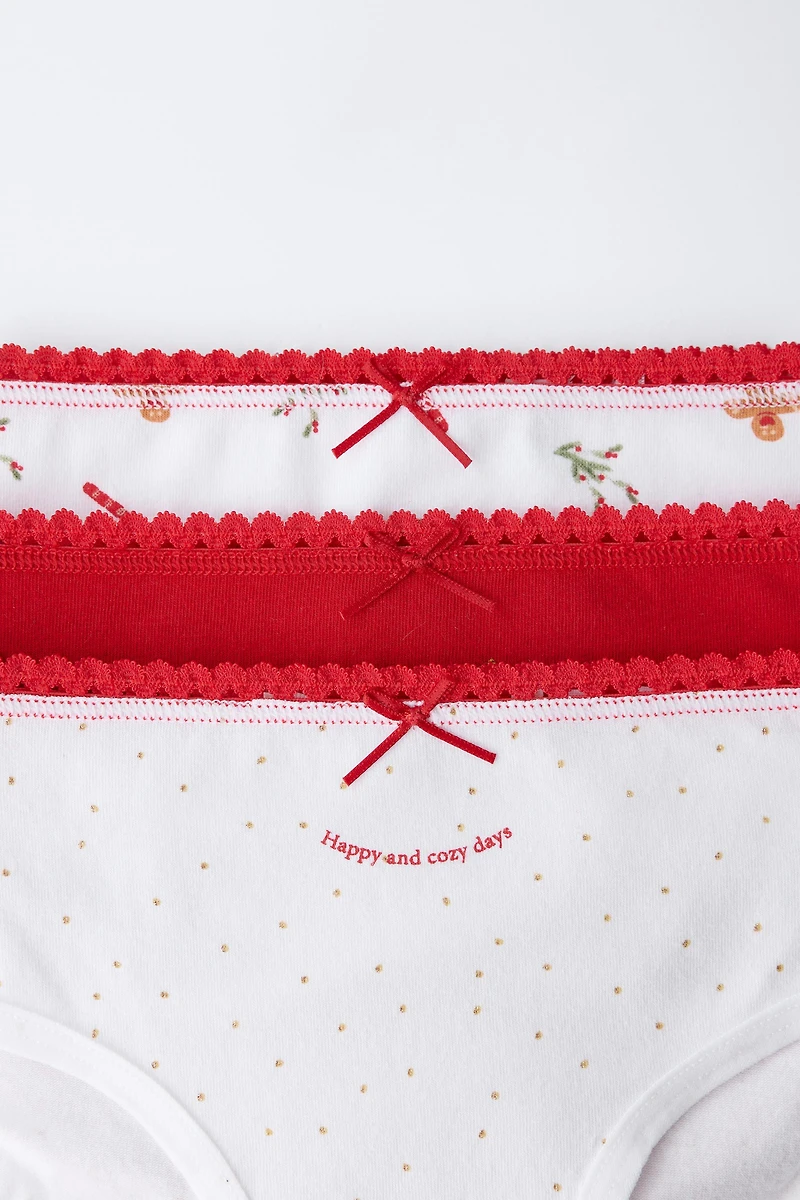 1-6 ANS/ LOT DE TROIS CULOTTES ARBRE ET BISCUIT