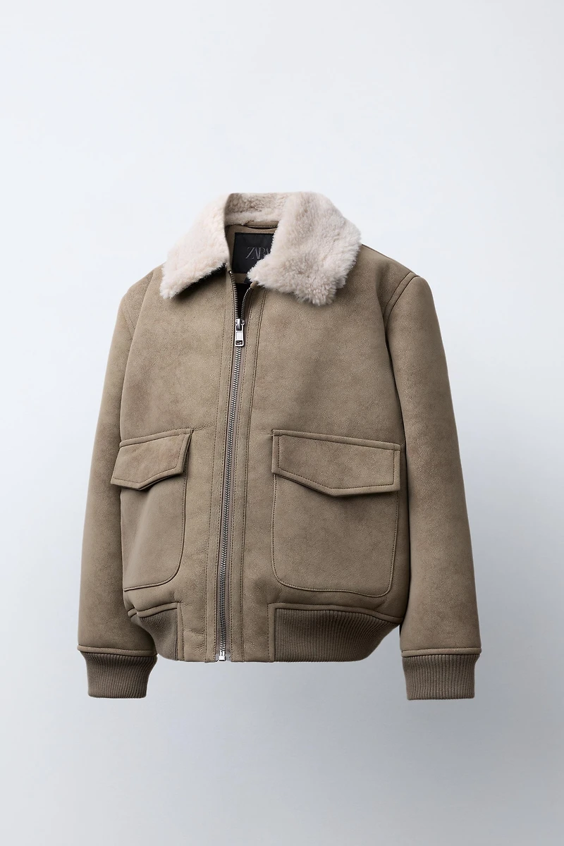 BLOUSON BOMBER DOUBLE FACE EFFET MOUTON