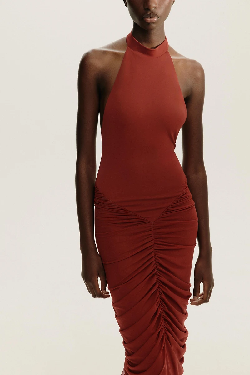ROBE HALTER AVEC TULLE