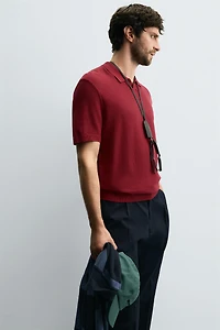 TEXTURED KNIT POLO SHIRT