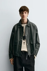 FAUX LEATHER POCKET JACKET