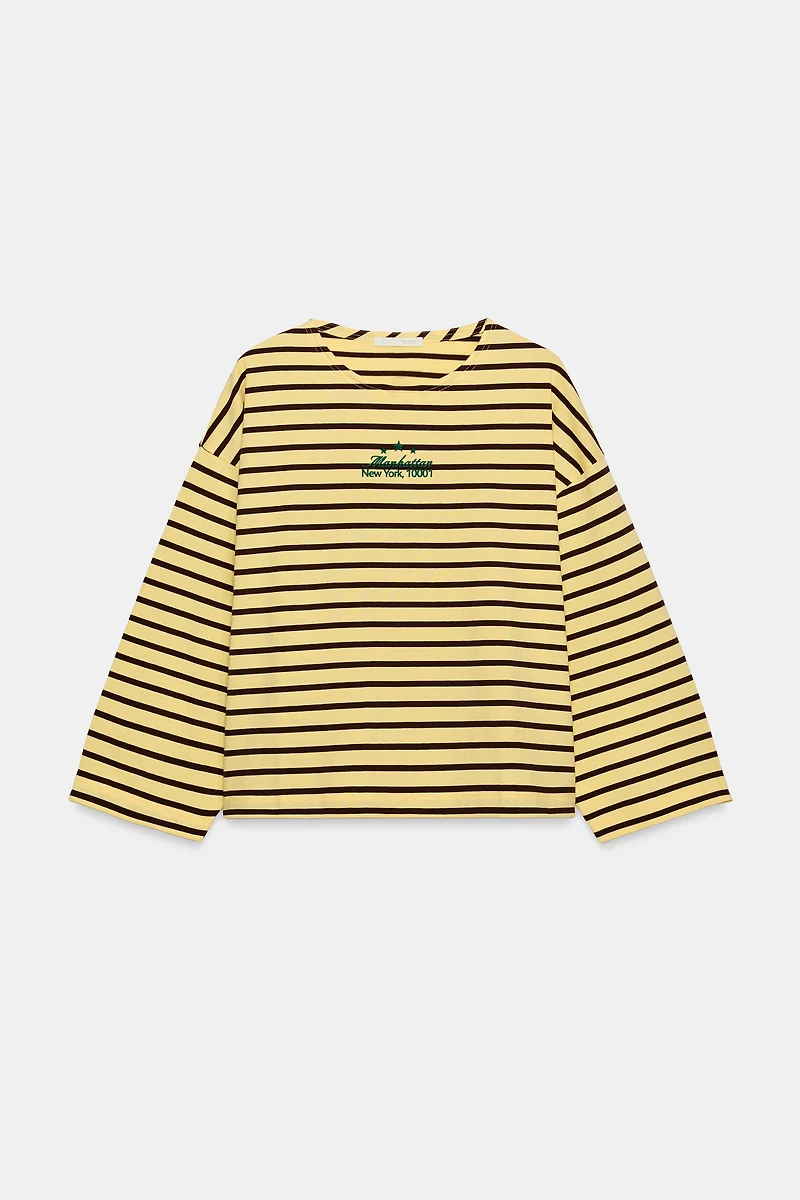 STRIPED TEXT T-SHIRT