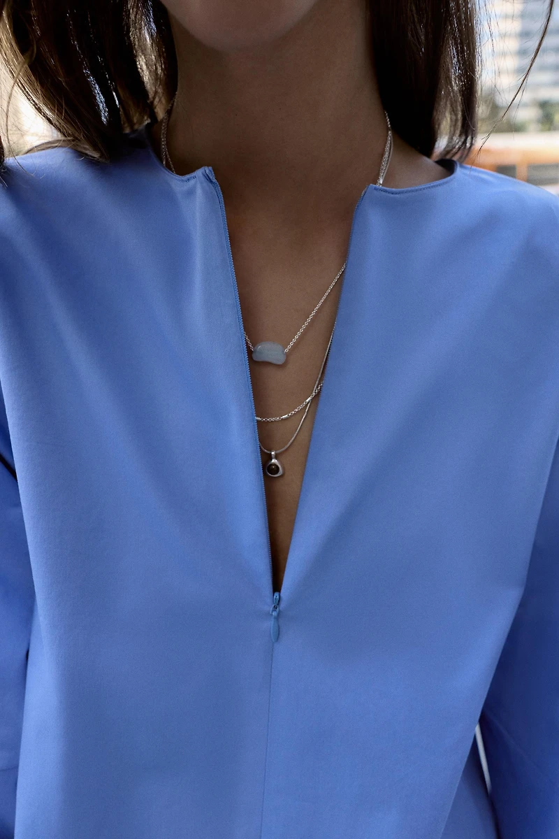 POPLIN BALLOON SLEEVE SHIRT