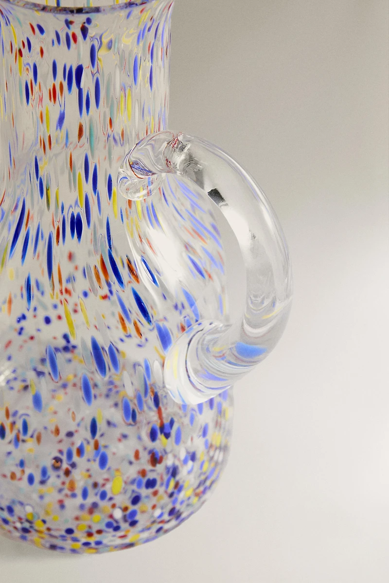 MULTICOLORED GLASS PITCHER