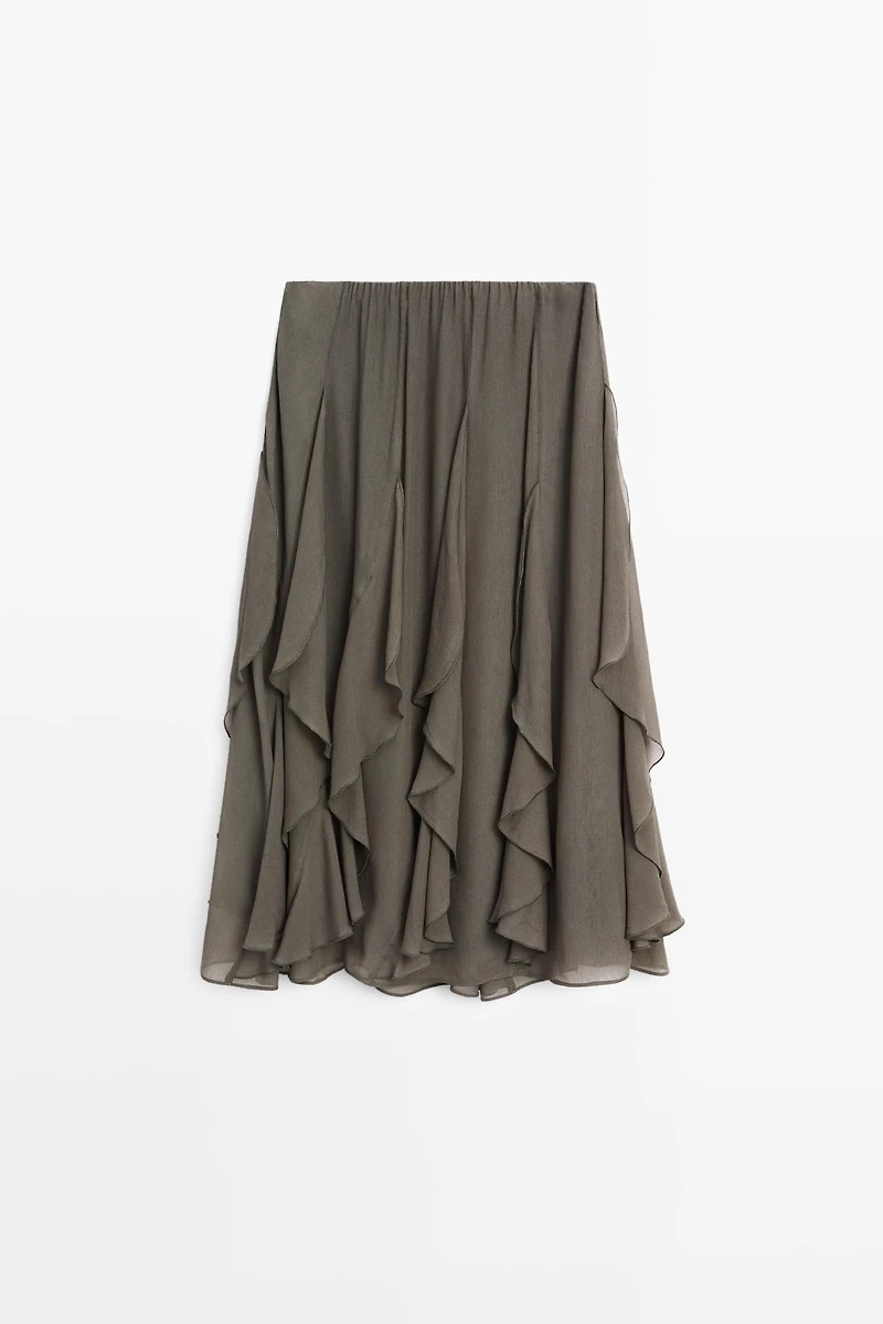 Flowing midi skirt with ruffle detail