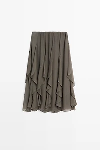 Flowing midi skirt with ruffle detail