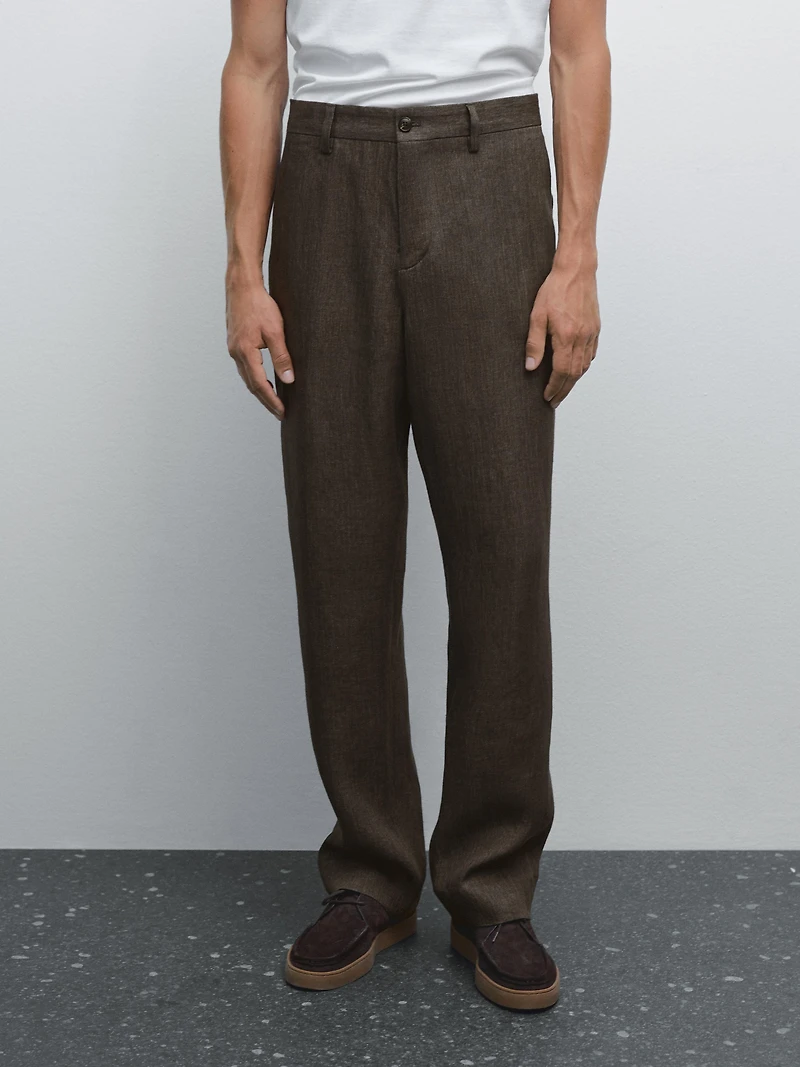 Faded total look linen trousers