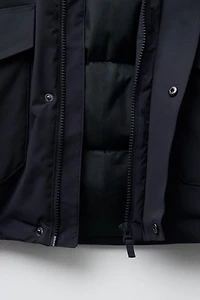 LONG 50% FEATHER AND DOWN WATER REPELLENT PUFFER COAT WITH REMOVABLE FAUX FUR HOODIE