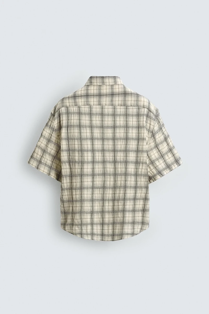 RELAXED FIT PLAID JACQUARD SHIRT