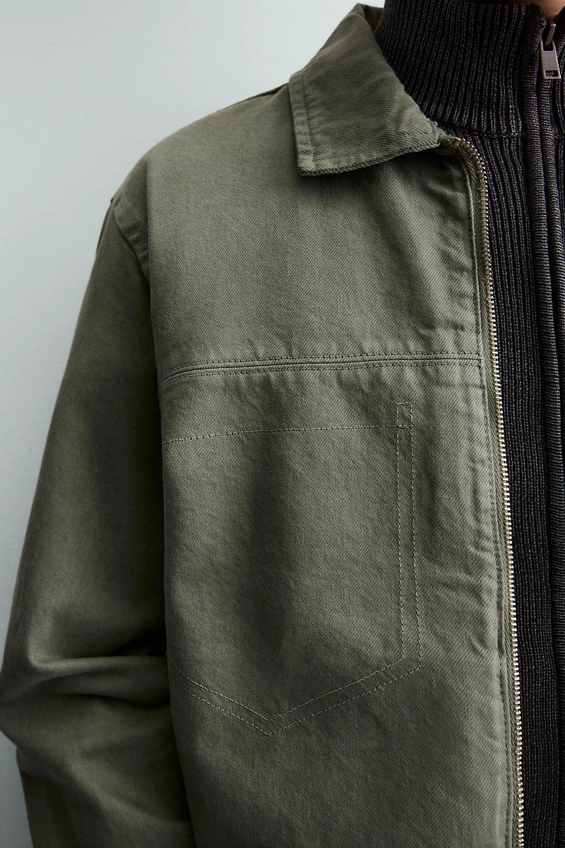 WASHED ZIP-UP OVERSHIRT