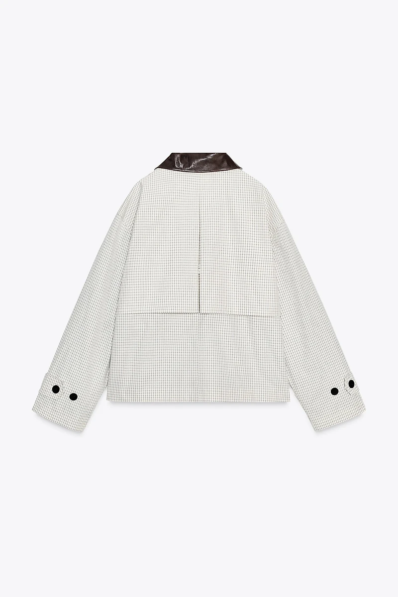 ZW COLLECTION FAUX LEATHER COLLAR SHORT TRENCH COAT