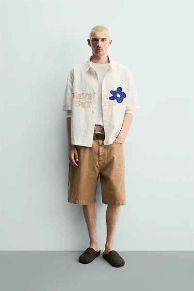RELAXED FIT TEXT PATCH SHIRT