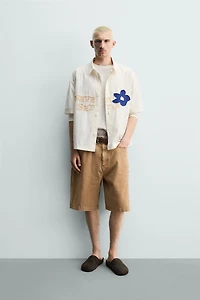 RELAXED FIT TEXT PATCH SHIRT