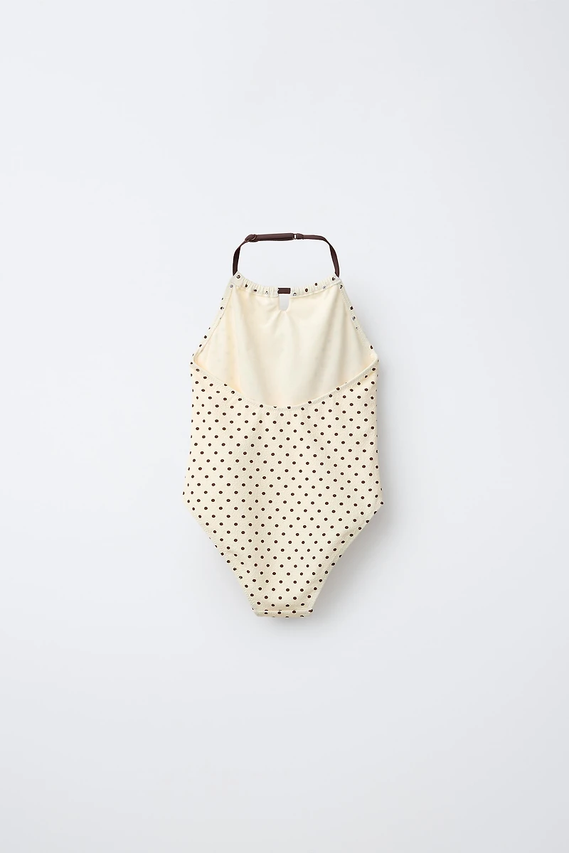 6-14 ANS/ MAILLOT DE BAIN HALTER À POIS