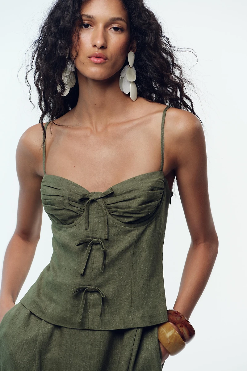 LINEN BOW STRAP JUMPSUIT
