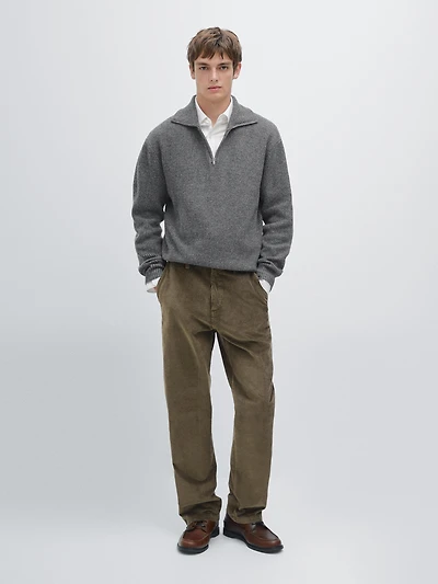 Relaxed fit corduroy denim-effect trousers