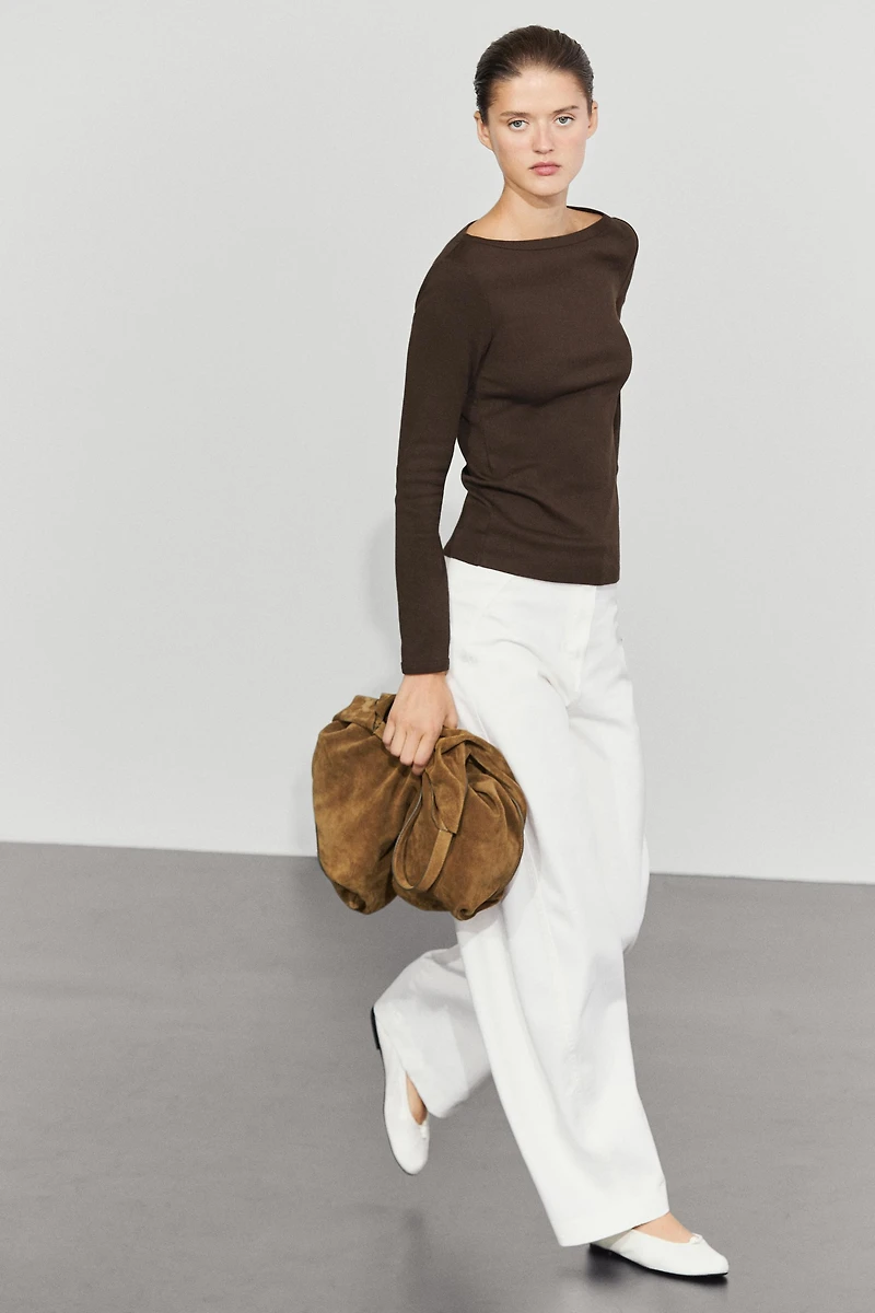 Long Sleeve Boat Neck T-shirt