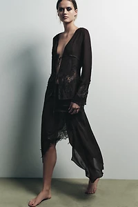 ASYMMETRIC LACE GEORGETTE SKIRT