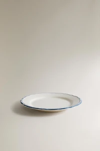 WAVY EARTHENWARE DESSERT PLATE WITH RIM
