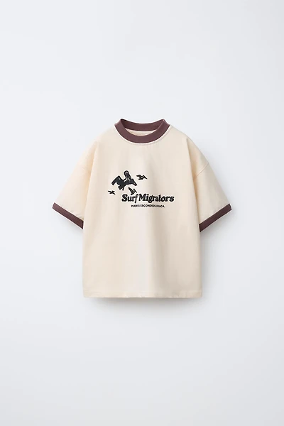 CONTRASTING TEXT PRINT T-SHIRT