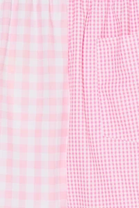 COMBINATION PLAID MID-LENGTH SWIMMING TRUNKS