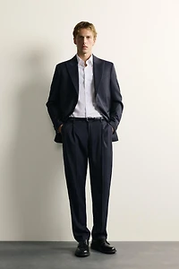 REGULAR FIT 100% WOOL PINSTRIPE SUIT BLAZER
