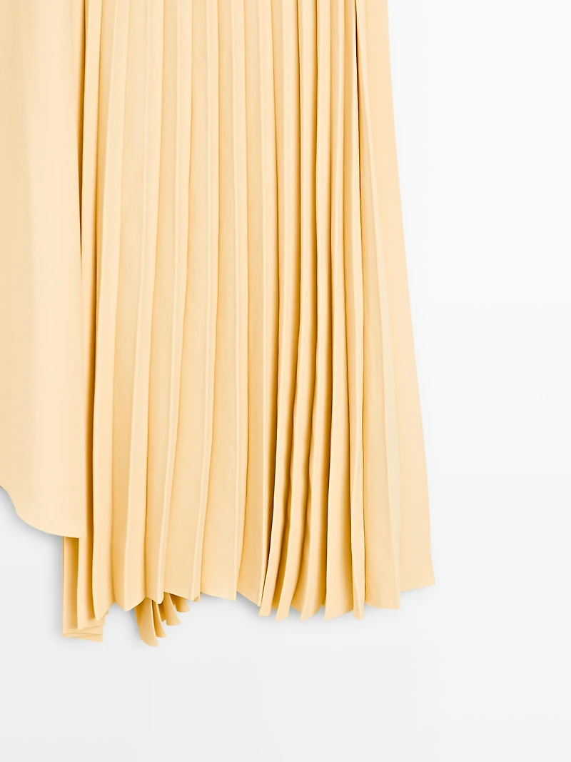 Denim midi skirt with plank detail