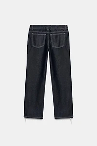 TRF LOW RISE FRINGED STRAIGHT LEG JEANS