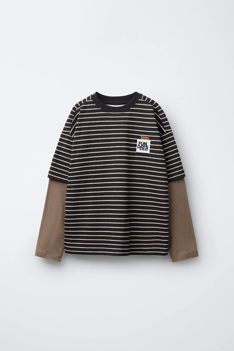 DOUBLE SLEEVE STRIPED T-SHIRT