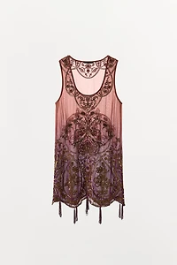 LIMITED EDITION BEADED TIE-DYE PRINTED DRESS