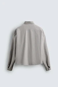 CONTRAST EMBROIDERY STRIPED SHIRT