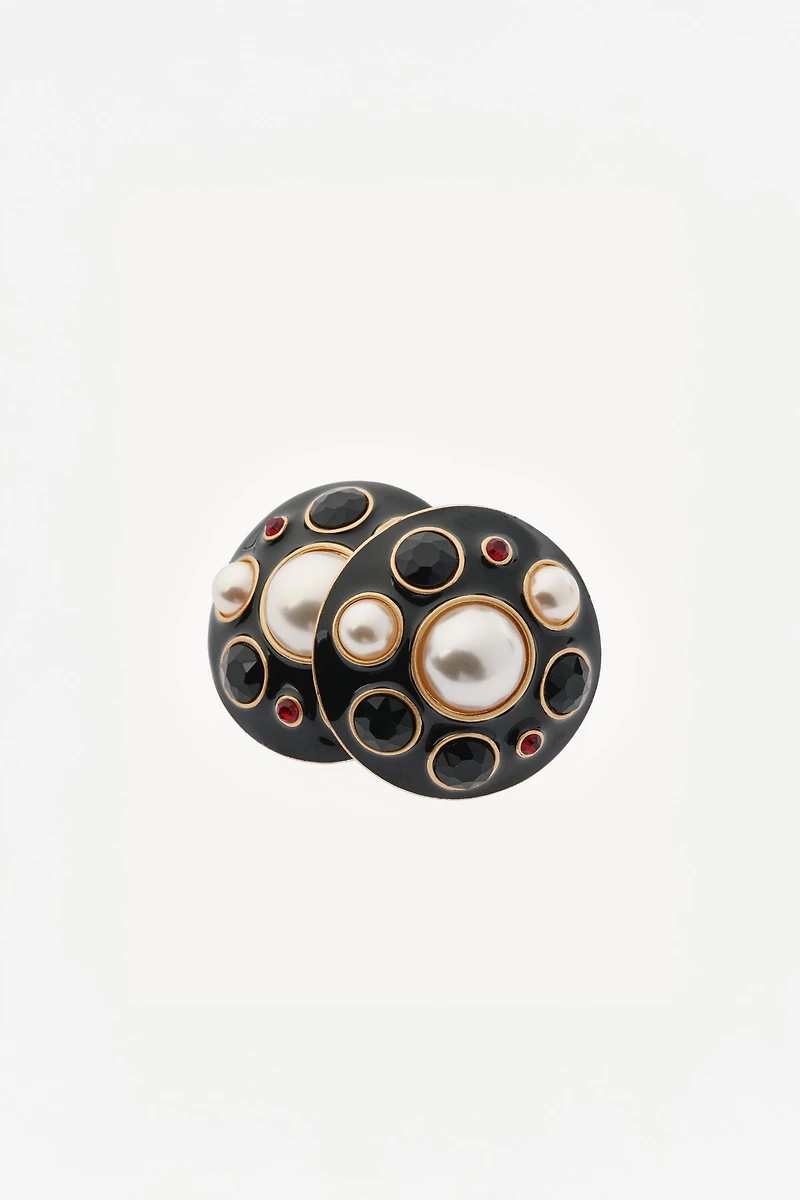 WILLY CHAVARRIA X ZARA PEARL JEWEL BUTTON EARRINGS