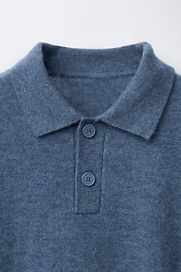 100% WOOL KNIT POLO SHIRT