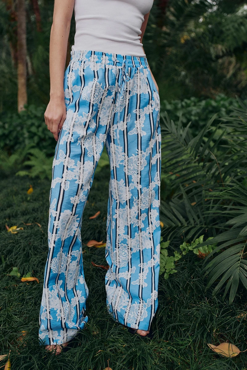 PANTALON LARGE À IMPRIMÉ RAYURES