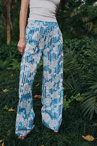 PANTALON LARGE À IMPRIMÉ RAYURES
