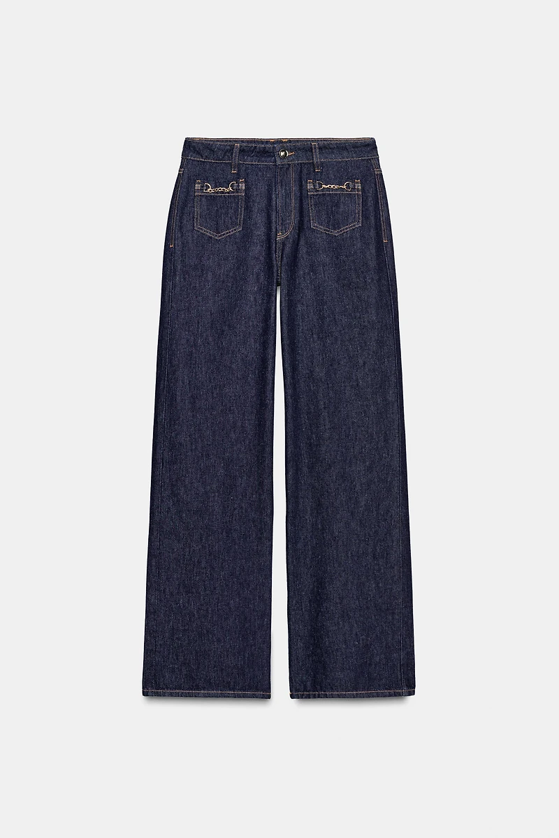 Z1975 WIDE LEG MID-RISE CHAIN JEANS