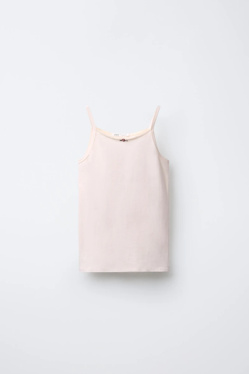 AGES 6-14/ TWO-PACK OF TANK TOPS WITH FLOWER DETAIL
