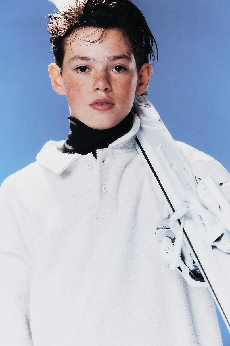 TEXTURED POLO AND WIDE LEG PANTS SET