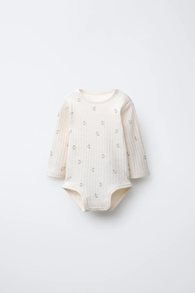 GOOSE PRINT CARDIGAN, BODYSUIT AND LEGGING SET