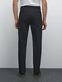 Slim fit cotton blend trousers