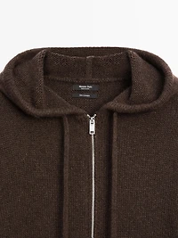 100% cashmere cardigan with hood