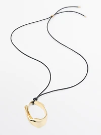 Leather cord necklace with irregular pendant