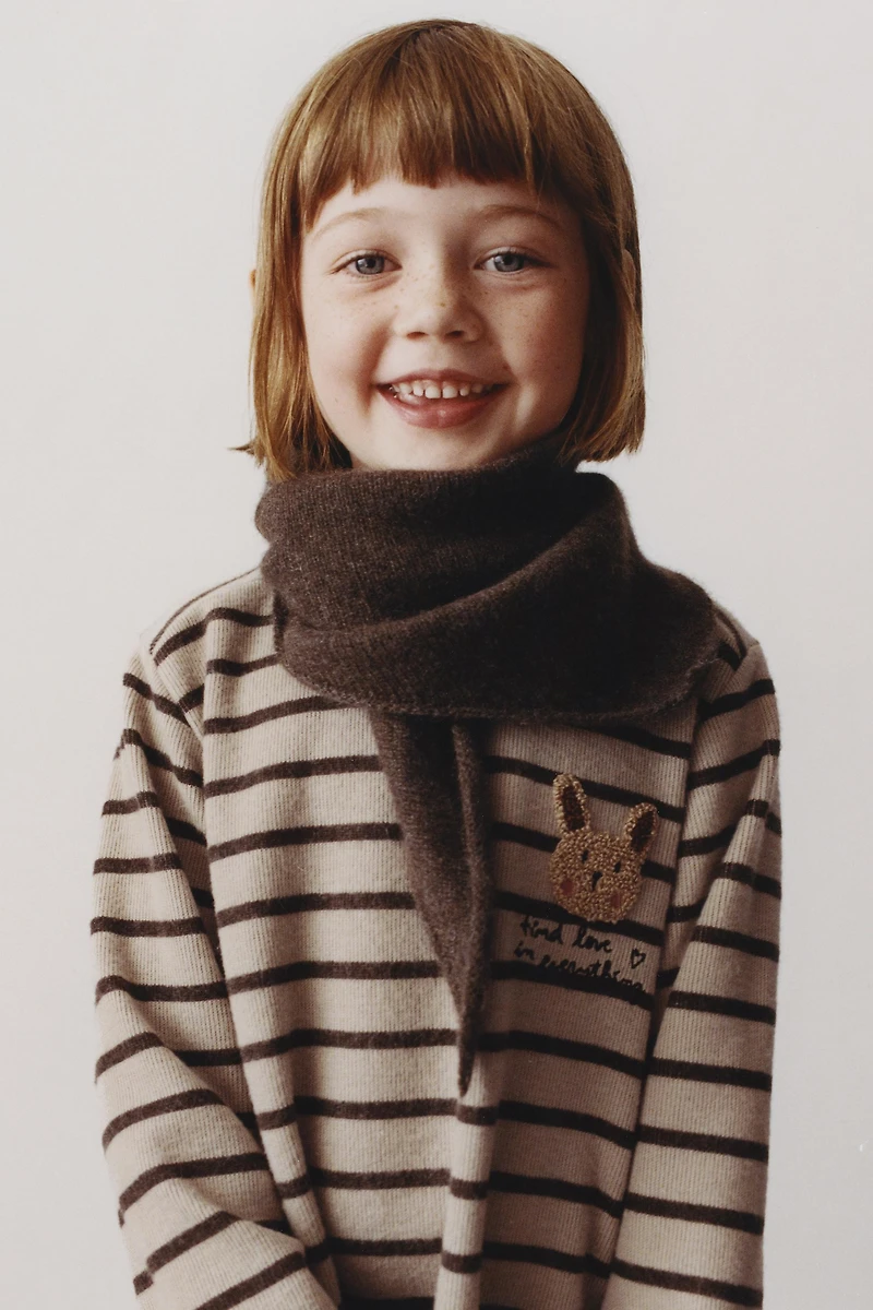 SOFT TOUCH STRIPED DRESS WITH RUFFLED APPLIQUÉ
