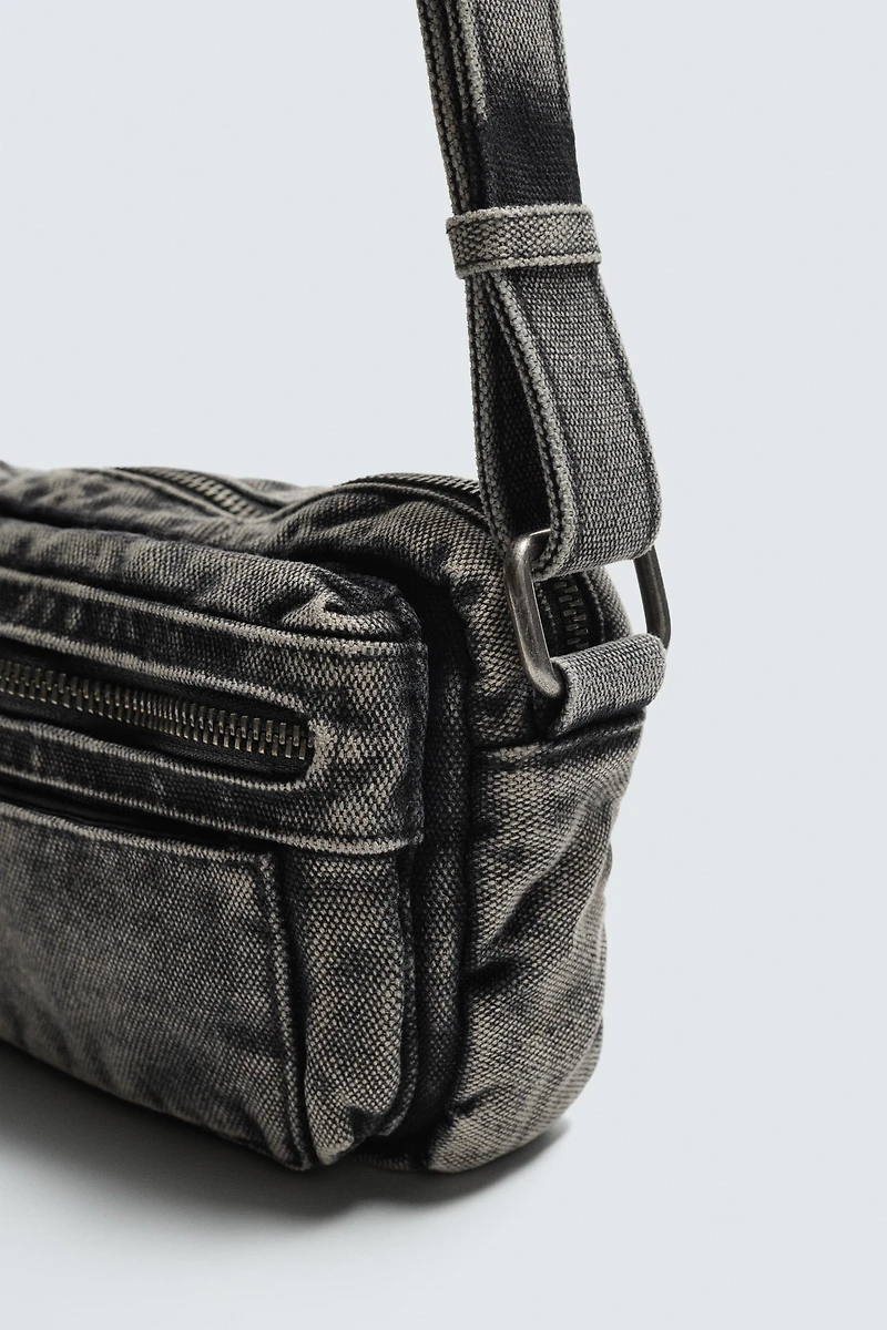 WASHED EFFECT DENIM CROSSBODY BAG