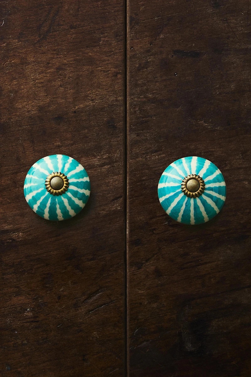 LOT BOUTONS DE PORTE CÉRAMIQUE FLEUR (LOT DE 2)