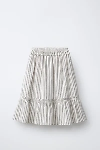 STRIPED TIERED MIDI SKIRT